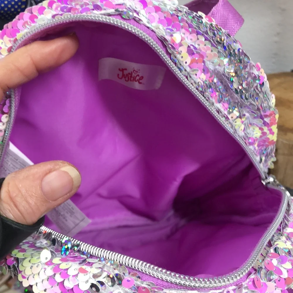 Justice‎ sequined backpack purple